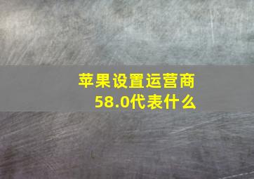 苹果设置运营商58.0代表什么