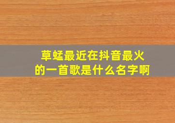 草蜢最近在抖音最火的一首歌是什么名字啊