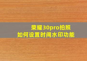 荣耀30pro拍照如何设置时间水印功能