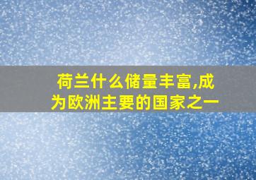 荷兰什么储量丰富,成为欧洲主要的国家之一