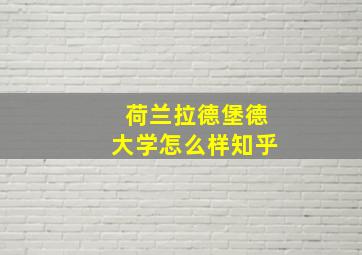 荷兰拉德堡德大学怎么样知乎