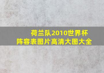 荷兰队2010世界杯阵容表图片高清大图大全