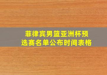 菲律宾男篮亚洲杯预选赛名单公布时间表格