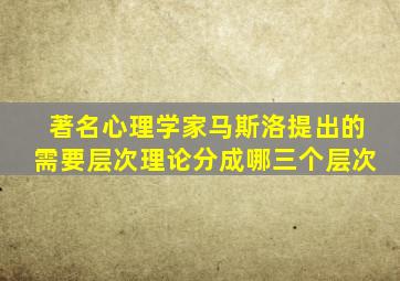 著名心理学家马斯洛提出的需要层次理论分成哪三个层次