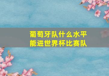 葡萄牙队什么水平能进世界杯比赛队