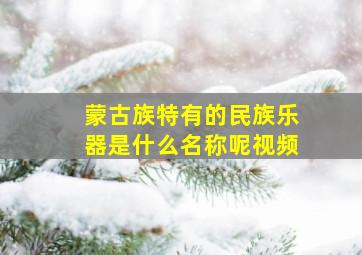 蒙古族特有的民族乐器是什么名称呢视频