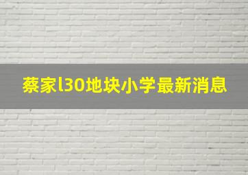 蔡家l30地块小学最新消息