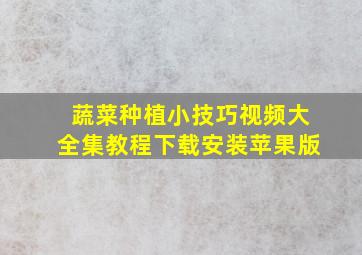 蔬菜种植小技巧视频大全集教程下载安装苹果版