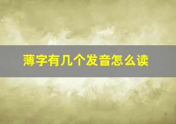 薄字有几个发音怎么读