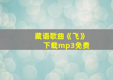 藏语歌曲《飞》下载mp3免费