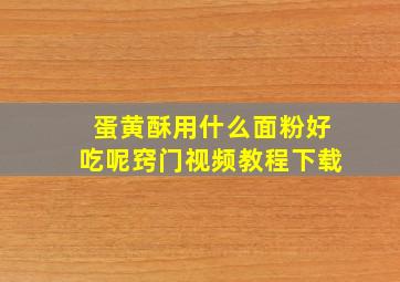 蛋黄酥用什么面粉好吃呢窍门视频教程下载