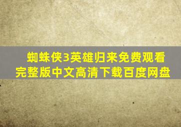 蜘蛛侠3英雄归来免费观看完整版中文高清下载百度网盘