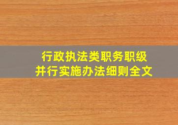 行政执法类职务职级并行实施办法细则全文