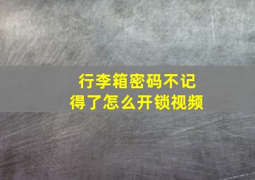 行李箱密码不记得了怎么开锁视频