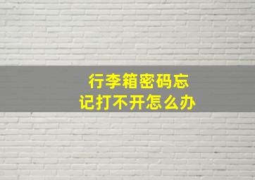 行李箱密码忘记打不开怎么办