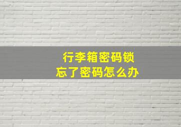 行李箱密码锁忘了密码怎么办