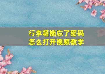 行李箱锁忘了密码怎么打开视频教学