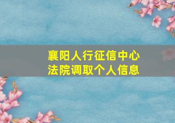 襄阳人行征信中心法院调取个人信息