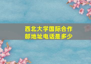 西北大学国际合作部地址电话是多少