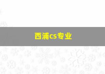 西浦cs专业