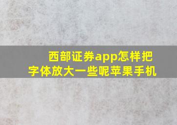 西部证券app怎样把字体放大一些呢苹果手机