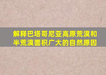 解释巴塔哥尼亚高原荒漠和半荒漠面积广大的自然原因