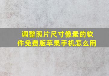 调整照片尺寸像素的软件免费版苹果手机怎么用