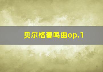 贝尔格奏鸣曲op.1