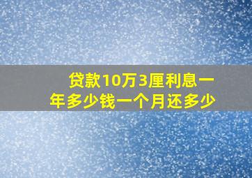 贷款10万3厘利息一年多少钱一个月还多少