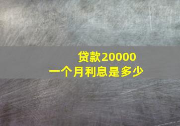 贷款20000一个月利息是多少