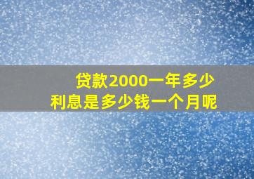 贷款2000一年多少利息是多少钱一个月呢