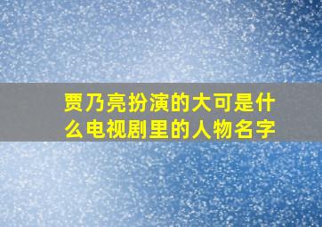 贾乃亮扮演的大可是什么电视剧里的人物名字