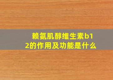 赖氨肌醇维生素b12的作用及功能是什么