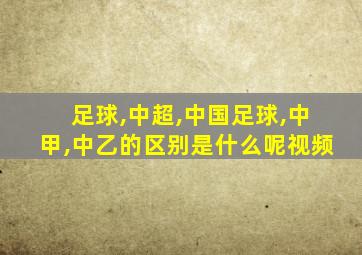 足球,中超,中国足球,中甲,中乙的区别是什么呢视频