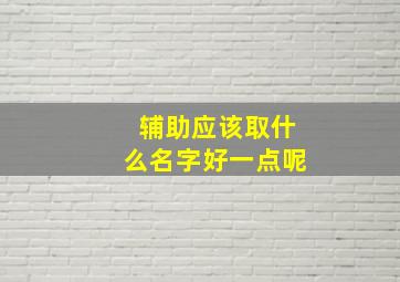 辅助应该取什么名字好一点呢