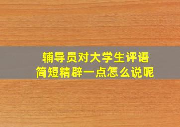 辅导员对大学生评语简短精辟一点怎么说呢