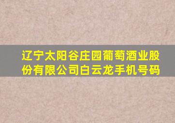 辽宁太阳谷庄园葡萄酒业股份有限公司白云龙手机号码