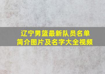 辽宁男篮最新队员名单简介图片及名字大全视频