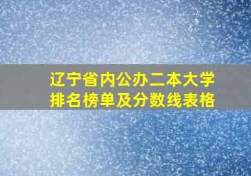 辽宁省内公办二本大学排名榜单及分数线表格