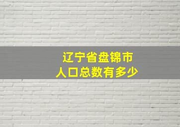 辽宁省盘锦市人口总数有多少