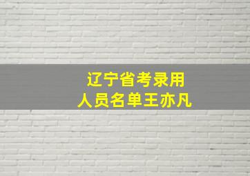 辽宁省考录用人员名单王亦凡