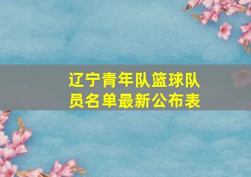 辽宁青年队篮球队员名单最新公布表