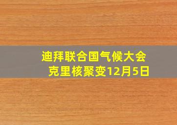 迪拜联合国气候大会克里核聚变12月5日