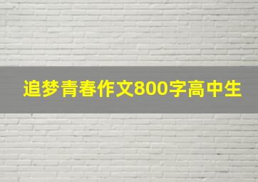 追梦青春作文800字高中生