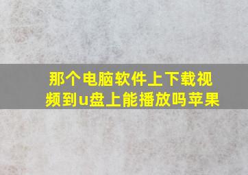 那个电脑软件上下载视频到u盘上能播放吗苹果