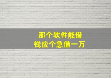 那个软件能借钱应个急借一万