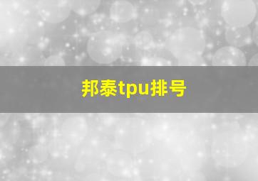 邦泰tpu排号