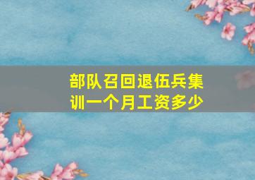 部队召回退伍兵集训一个月工资多少