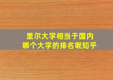 里尔大学相当于国内哪个大学的排名呢知乎