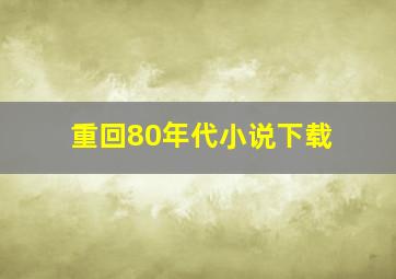 重回80年代小说下载